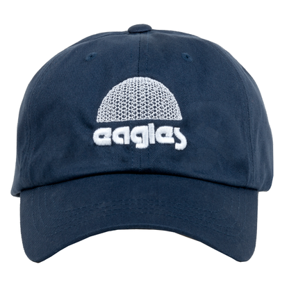 baseball hat-navy-eagles logo with sphere building 